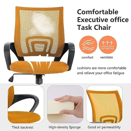 Home Office Chair Ergonomic Desk Chair Mesh Computer Chair with Lumbar Support Armrest Executive Rolling Swivel Adjustable Mid Back Task Chair for Women Adults,Orange 6
