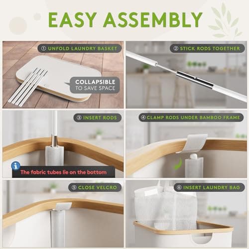 EDELFELD - Laundry Hamper with Lid [150L] - Collapsible Laundry Basket with Lid and 3 Sections - Large Hampers for Laundry with Removable Washing Bags - Freestanding Clothes Hampers for Laundry 5