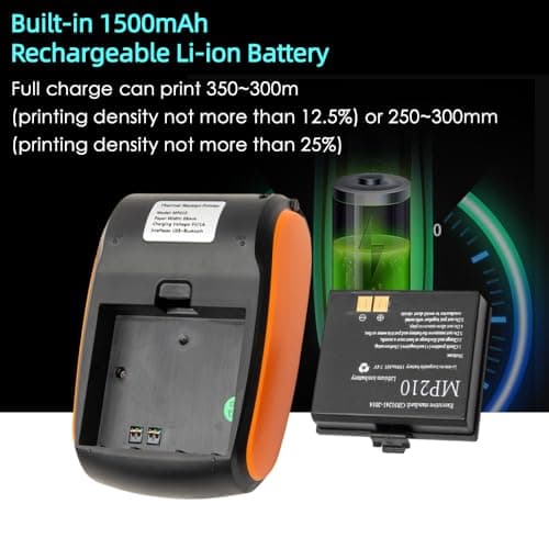 Portable Receipt Printer, 58mm Mini BT Thermal Printer USB Mobile Printer, Compatible with Android for Windows System for Small Business Restaurant, with 2 Inch Thermal Paper Roll 6