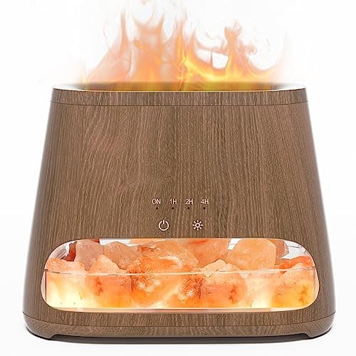 SALKING 2-in-1 Himalayan Salt Lamp Diffuser, Cool Mist Humidifier, Aromatherapy & Himalayan Salt Therapy, 100% Pure Himalayan Salt, Ultrasonic Essential Oil Diffuser with Ambient Glow, 150ml (Dark)