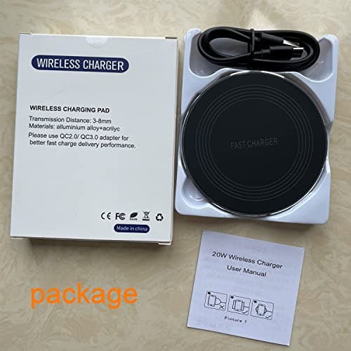 Wireless Charger, Charging Pad, 20W Wireless Phone Charger Compatible with Samsung Galaxy S24 S23 S22 S21 S20, Pixel 9//8/7/6, iPhone 16 15 14 13 12 11 8