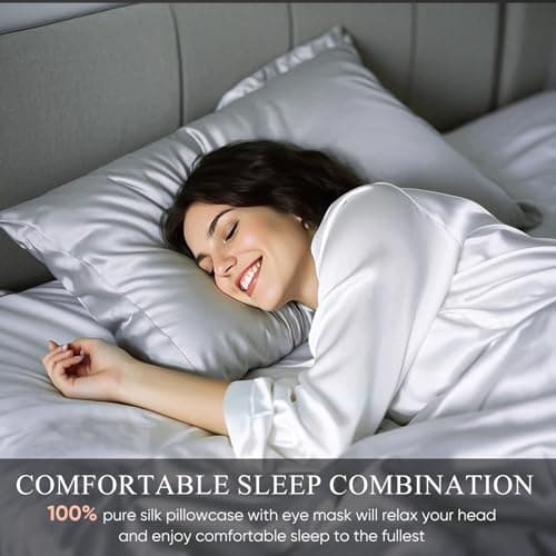 OURJOY 100% Mulberry Silk Pillowcase 22 Momme (SGS Certified) with Free Silk Eye Mask - Luxury Gift-Ready Folded Packaging, Cooling Pillow Cover for Hair & Skin Care (Gray, Standard (1 Pack)) 6