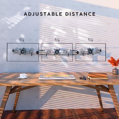 X-ROB Triple Monitor Wall Mount – Premium Aluminum 3 Arm Bracket for 15–32 Inch Screens, Dual Wall Anchors for Maximum Stability, Full Motion with 360° Rotation, VESA 75x75/100x100, Cable Management 5