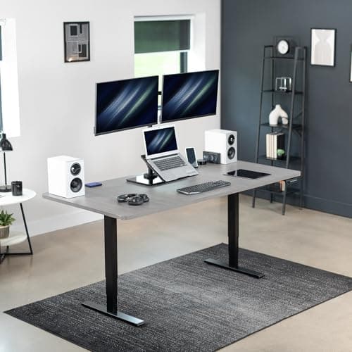 VIVO Freestanding Dual Computer Monitor and Laptop Combo Desk Stand with Glass Base, Fits up to 32 inch Monitors and 17 inch Laptops, Black, STAND-V003FGL 7