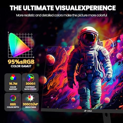 CRUA 27" Curved Gaming Monitor, 180Hz/200Hz FHD 1080P VA Screen 1500R Computer Monitors, 1ms(GTG) with FreeSync, Low Motion Blur, DisplayPort, HDMI, Support Wall Mount Install- Black 5