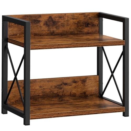 Giikin Countertop Shelf Organizer, 2 Tier Kitchen Spice Rack for Countertop, Wood Coffee Counter Shelf Organizer for Home (Brown, S)