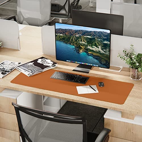 Leather Desk pad Protector, Large Desk mat with Natural Cork & PU Leather,Mouse pad,Non-Slip Office Desk Mat,Waterproof Desk Writing Pad for Office and Home (47in*17in, Brown) 7