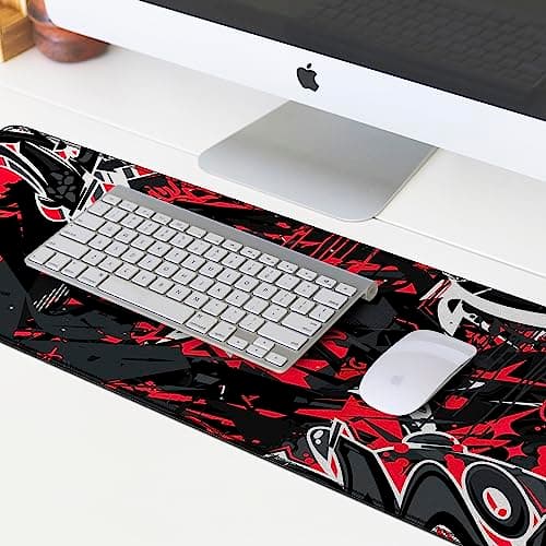 Viorichve XXL Mouse Pad Extended Gaming Mouse Pad Large Desk Mat 31.06" x 11.8" Keyboard Laptop Computer Red Mousepad for Home Office Gaming Work 5