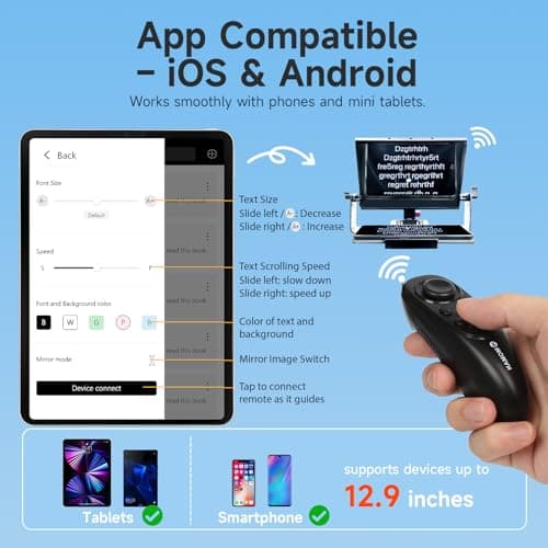 Moman Teleprompter, Metal Prompter iPad Tablets with APP Remote Control for DSLR Camera Camcorder Smartphone Mobile,for Tablets Autocue Camera Prompting,Metal Prompter Kit(MT12,12inch) 5
