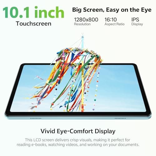 SHARECLOUD Tablet 10.1 inch, Android 15 Tablet with Case, 24GB RAM + 64GB ROM 1 TB Expandable, 1280x800 HD IPS Touch Screen, 8H Battery, WiFi 6, BT 5.4, Dual Camera (Blue) 3