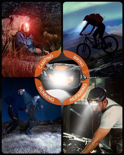 Victoper 2 Pack LED Headlamp, 1100 Lumen Bright Lightweight Head Lamp with 4 Mode, IPX5 Waterproof Head Light with Red Light for Running Fishing Hiking Camping, Outdoor Head Flashlight for Adults Kids 7