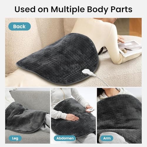NOWWISH Heating Pad for Period Cramps, Portable Electric Heated Blanket for Back, Shoulder, Lap, Knee, Deeper Pain Relief, Oval, Grey, 29"*24" 5