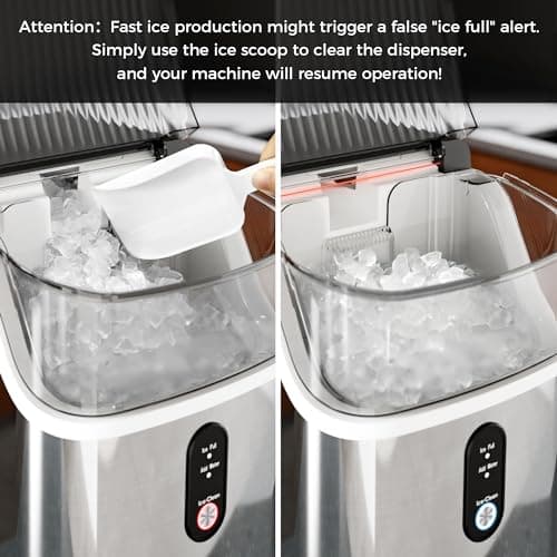 Kismile Nugget Ice Makers Countertop,Pebble Ice Maker Machine with Chewable Ice, 35lbs/Day,One-Click Operation,Self-Cleaning,Pellet Ice Maker Countertop for Home/Kitchen/Office 5