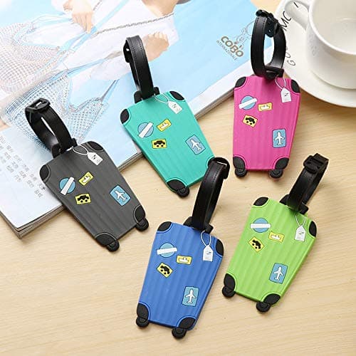 Mziart Cute Luggage Tags Unique Funny Bag Tags Cartoon Baggage Suitcase Labels Travel Identifiers Name Tags (Set of 5) 6