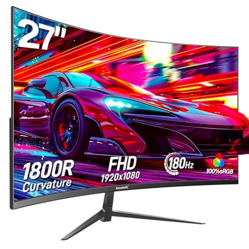 Gawfolk 27 inch Curved Gaming Monitor,144Hz/180Hz PC Monitor Full HD 1080P, Frameless 1800R Computer Display with FreeSync & Eye-Care Technology, Wall Mountable, DP, HDMI Port (Black)