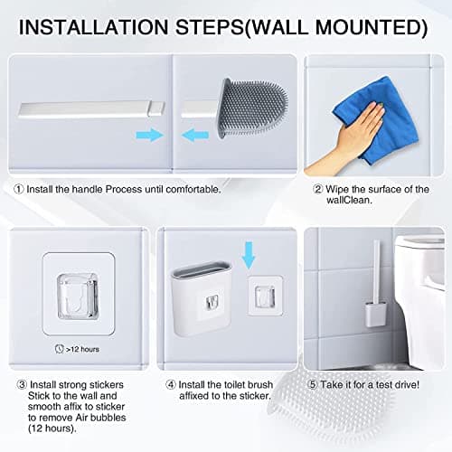 Canvint Silicone Toilet Brush and Holder 2 Pack, Toilet Brush and Holder Set for Bathroom Deep Cleaning Flexer Rubber Toilet Brush Floor Standing & Wall Mounted Without Drilling, White-new- 2 Pack 7