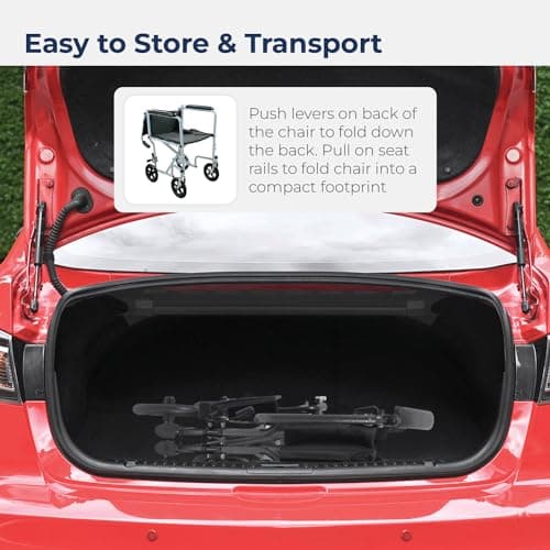 Drive Medical TR39E-SV Lightweight Folding Transport Wheelchair with Swing-Away Footrest, Silver 8