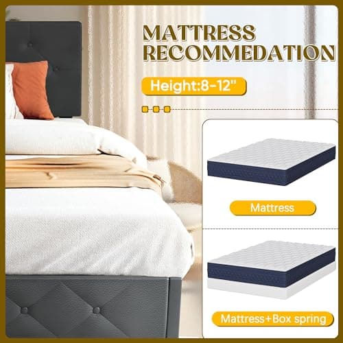 Fluest Queen Bed Frame with Headboard Storage Drawers of 4 Upholstered Bed Frame Platform Adjustable Headboard Wooden Slats Support,No Box Spring Needed,Easy Assembly,Mattress Foundation, Black 7