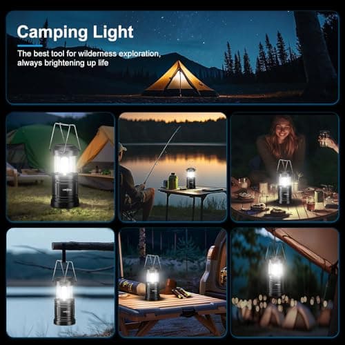 ILEEDear LED Camping Lantern, Battery Operated Lights, Adjustable Brightness for Camping, Emergencies, Power Outages, Outdoor Collapsible Lanterns, 2 Pack 7