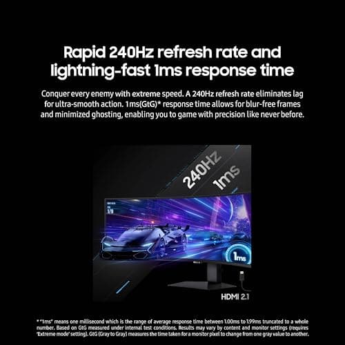 SAMSUNG 49" Odyssey G9 (G95C) Series DQHD 1000R Curved Gaming Monitor, 240Hz, 1ms(GtG), DisplayHDR 1000, AMD FreeSync Premium Pro, Eye Saver Mode, Auto Source Switch+, LS49CG950ENXZA, 2024 7
