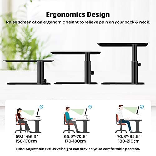 BoYata Monitor Stand, Adjustable Monitor Riser Metal Computer Stand Compatible with TV, PC, Laptop, Computer, iMac, and All Screen Display-Black 5