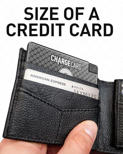 AquaVault ChargeCard – Ultra Slim Emergency Power Bank (2300mAh) – Fits in Wallet – USB-C & Micro-USB – Durable Steel Body – Flight-Safe for iPhone 12-17 & Android - Black 2