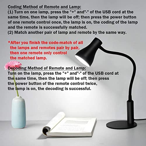 CeSunlight LED Desk Lamp, 3 Lighting Modes and 6 Brightness Levels, 10W Flexible Gooseneck Table Lamp for Living Room and Study, Remote Control with Timing Function, AC Adapter Included (Black) 8