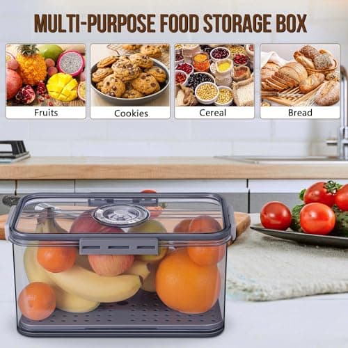Gifhomfix Bread Box Bread Boxes for Kitchen Counter Airtight, Time Recording Bread Storage Container with Lid, Bread Keeper for Homemade Bread, Toast, Bagel, Donut and Cookies, Grey 6