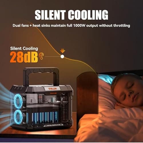BALDR Portable Power Station, 1000W Output, 808Wh Capacity, AC Outlet, USB Ports, 110V Pure Sine Wave AC Outlet Backup Lithium Battery for Home Camping Emergency Use 9