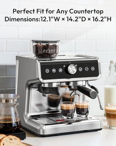 EUHOMY Espresso Machine with Grinder, 20 Bar Coffee Maker with Milk Frother Steam Wand, Professional Expresso Coffee Machines with Removable Water Tank, Latte & Cappuccino Machine for Home Barista 8