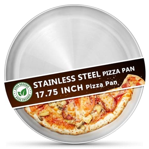 Kevenal Stainless Steel Pizza Pans 17.75 inch, Pizza-Pan for Oven, Steel Pizza Tray, Round Pizza Plate Pack of 1 (Oversize for 6-person Meal)