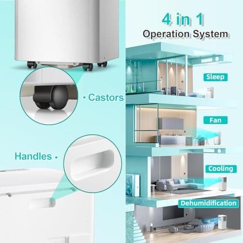 Portable 8000 BTU Air Conditioner, 4 in 1 protable AC, Cools 350sq. ft, Remote Control, 24 Hour Timer, Quiet Operation,Window Fan, 2 Speed for Bedroom Office Home Dorm 3