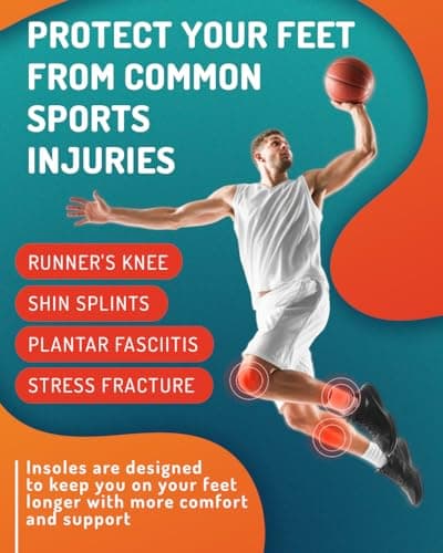 CRUVHEAL Sport Shock Absorbing Insoles - Basketball Athletic Shoe Cushioning Inserts Men Women - Ideal for Active Sports Running Training - Neutral Arch for Sneakers Shoes, M 2