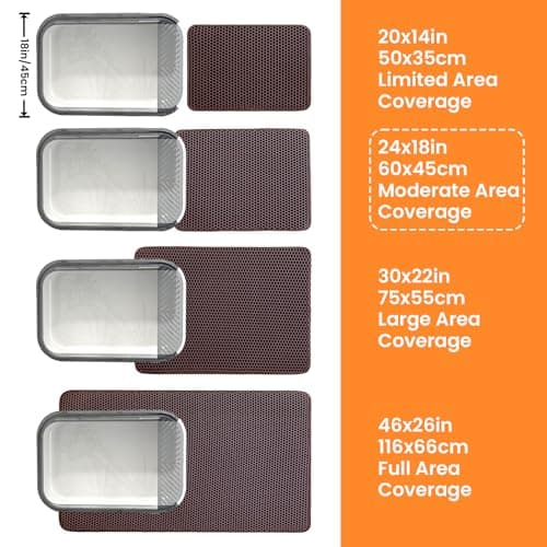 Petinstinct Cat Litter Mat, 24x18 Inches Large Double Layer Honeycomb Cat Litter Trapping Mat, Non Slip Waterproof Urine Proof Cat Litter Box Mat for Floor, Kitty Litter Rug, Cat Supplies, Brown 9