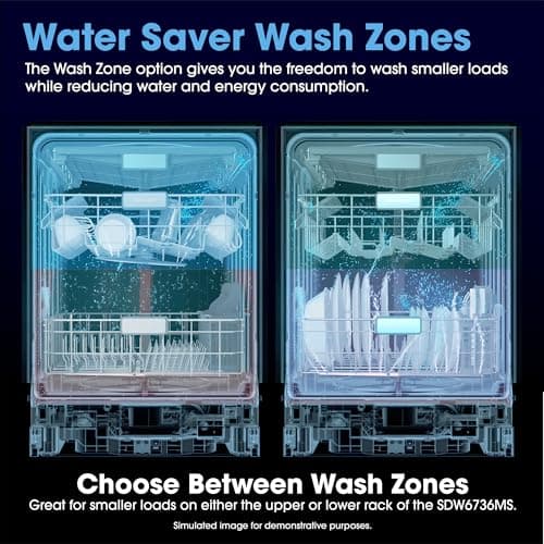 Sharp SDW6736MS 24-inch Stainless Steel Dishwasher, Third Rack, Library Quiet 47 dB, Power Wash Sprayer 6