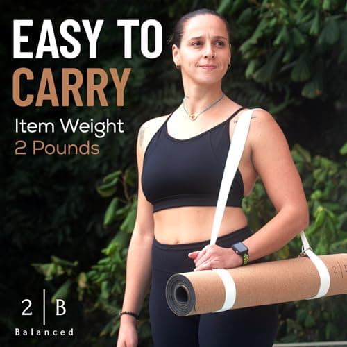 Natural Cork Yoga Mat – Lightweight & Non-Slip – Non-Toxic Cork, Sustainable – 5mm Thick for Superior Grip & Comfort – Yoga Mat With Strap and Alignment Lines for Guidance – Ideal for Hot Yoga & Fitness 6