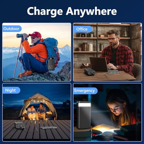LQHUE Power Bank 60000mAh 22.5W Fast Charging Portable Charger with Flashlight, 4 Outputs & 3 Inputs LED Display Huge Capacity External Battery Pack for Most Electronic Devices on The Market 7