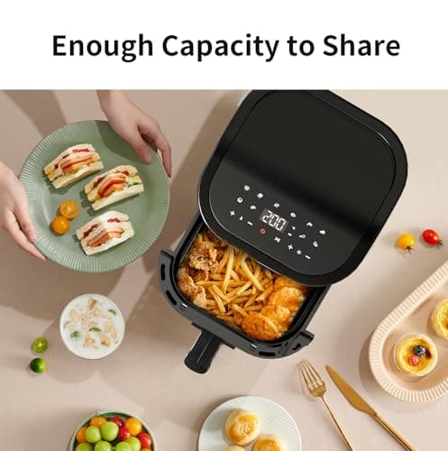 TOKIT Kitchen Air Fryer Countertop 10-in-1 with 4.8 QT Capacity Airfryer 95% Less Oil, 100+ Recipes, 1500W Max 400℉,Roast, Reheat, Dehydrate, Bake, Broil & More, Nonstick Basket Dishwasher-Safe, Gift 6