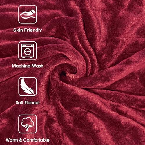 Tefici Electric Heated Blanket Throw, Super Cozy Soft 2-Layer Flannel 50" x 60" Heated Throw with 3 Heating Levels & 4 Hours Auto Off, Machine Washable, ETL&FCC Certified, Home Office Use, Red 6