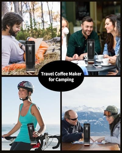 EVERANGE Portable Electric Espresso Machine, Car Coffee Maker for Travel Camping, Battery Powered Coffee Brewer Compatible with Ground Coffee & NS Capsules, Black 6