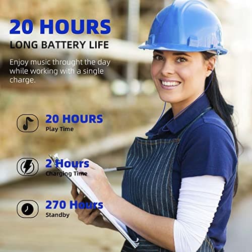 Cuzabe Ear Plugs Bluetooth Headphones for Work, Neckband Wireless Earbuds, Noise Reduction in-Ear Earphones with Mic and Controls, Waterproof Earbuds with 20 Hours Battery, for Industrial Safety 6