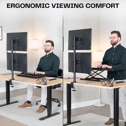 VIVO Dual Monitor Desk Mount Stand with Height Adjustment and VESA Plates for 2 LCD Ultrawide Screens up to 34 inches, Stacked Array, STAND-V002R 6