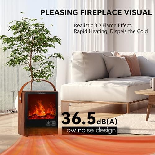 Portable Electric Fireplace Heater for Indoor Use,Fake Fireplace Space Heaters 1500W High Power,Small Fireplace with Realistic 3D Flame Effect,Mini Heater with Overheat and Tilt Protection 2