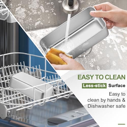 P&P CHEF Loaf Pan Set, 9 x 5 Inch Bread Pans, Stainless Steel Loaf Toast Baking Pans For Bread Meatloaf Lasagna Cake, Healthy & Non Toxic, Oven Safe& Easy Clean, (Silver, 1Pc) 7