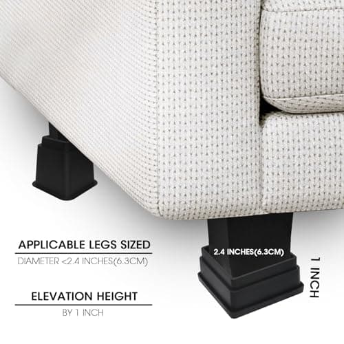 MYMULIKE Bed Risers 1 inch, Set of 6, Stackable Bed Furniture Lift 1, 2 inch, Adjustable Heavy Duty Bed Lifts Risers with Rubber Pad for Sofa, Bed, Table, Couch & Chair 5
