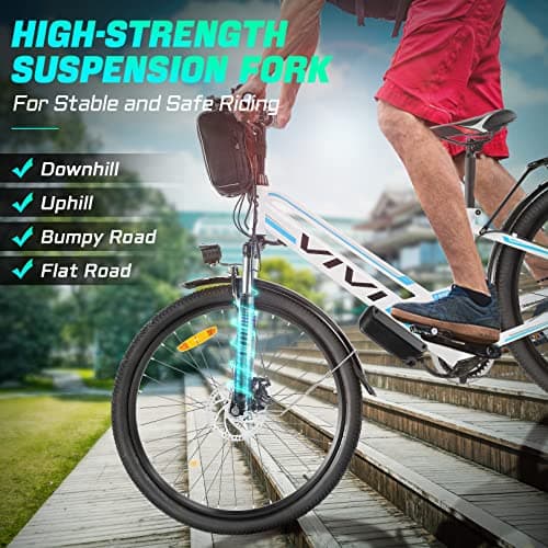 Vivi MT26GUL Electric Bike 26" Step Through Electric Bicycle with Removable 48V 374.4Wh Battery, 750W Peak Motor, 21.7Mph Top Speed, Up to 50 Miles, Cruise Control, 7 Speed, SGS Certified to UL2849 5