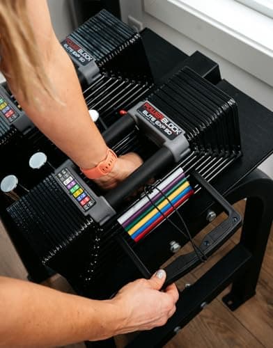 PowerBlock Elite EXP Adjustable Dumbbells, Sold in Pairs, Stage 1, 5-50 lb. Dumbbells, Durable Steel Build, Innovative Workout Equipment, All-in-One Dumbbells, Expandable with Expansion Kits 7