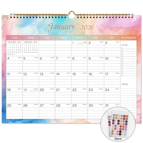 Lbylyhxc 2026 Calendar - Includes January 2026 to December 2026-12 Monthly Wall Calendar 2026, 14.8 x 11.5 Inches.Thick Paper with Julian Dates and Block for New Year and Christmas Presents (Large Colorful)