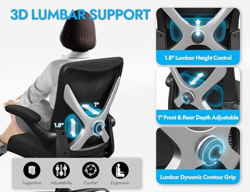 Ergalithic Ergonomic Office Chair - X-Shaped Computer Desk Chairs Comfy, Mesh High-Back Gaming Chair with Adjustable Lumbar Support, Executive Task Chair for Adults, Comfortable for Long Hours 5