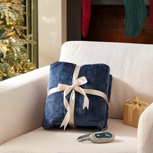 Beautyrest Heated Blanket, Electric Blanket, Soft, Warm, Reversible Plush - Sherpa Heating Blanket with 20 Heat Settings, 1-10 hrs Timer Auto Shut Off, Machine Washable, Full (84 inx80 in), Indigo 8